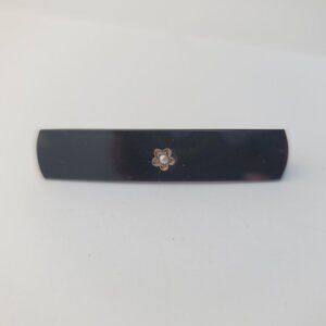 Antique Victorian Gold Filled, Jet & Seed Pearl Mourning Brooch